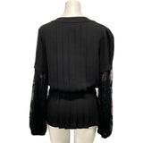 Chanel, Black, Size 34 (S), Women's Lace/Pleated Jacket, Silk, 34, Black