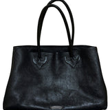 Chrome Hearts, Black, BLACK LINED TOTE BAG W/LG CROSS, Cowhide Leather/Sterling Silver/Nylon, Black