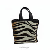 Furla Zebra Print Handbag in Dark Brown and Ivory (Zebra Print) Women's