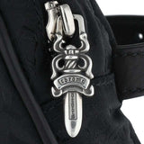 Chrome Hearts, Black/Silver, BAG WRISTHIM BACK PACK Nylon Leather Pouch Bracelet, Sterling Silver, Black/Silver