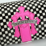 Chrome Hearts, Black and White, Free, Chrome Hearts Jewelry Roll Watch Case with Leather Cross Patch, 8cm x 20cm x 8cm, Black and White