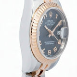 Vintage Rolex Datejust 179171 Black Dial Everose Gold Stainless Steel Watch