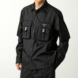 Prada, Black, Men's Re-Nylon 2-Way Shirt Jacket, Recycled Polyamide, Black