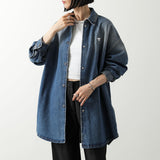Prada, Light Blue, Women's Distressed Oversized Denim Jacket, Cotton, Light Blue