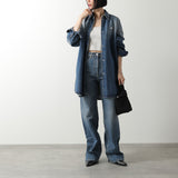 Prada, Light Blue, Women's Distressed Oversized Denim Jacket, Cotton, Light Blue