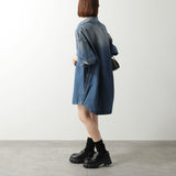 Prada, Light Blue, Women's Distressed Oversized Denim Jacket, Cotton, Light Blue