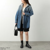 Prada, Light Blue, Women's Distressed Oversized Denim Jacket, Cotton, Light Blue
