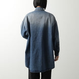 Prada, Light Blue, Women's Distressed Oversized Denim Jacket, Cotton, Light Blue