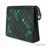 Louis Vuitton Clutch Bag Pochette Voyage MM Damier Graphite Pixel Gray Green Louis Vuitton Handbag - Pre-Owned