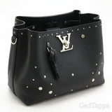 LOUIS VUITTON Lockmet Bucket Drawstring Bag Studs Leather Noir Black Gold Hardware M43878 - Vintage