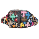 Chrome Hearts, Black/Silver/Multi, #1 SNAT PACK MULTI Cross Patch Leather Waist Bag, Leather, Black/Silver/Multi