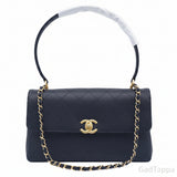 CHANEL Top Handle Matelasse AS595907 Black Calfskin Women's Handbag - Pre-owned