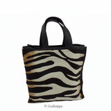 Furla Zebra Print Handbag in Dark Brown and Ivory (Zebra Print) Women's