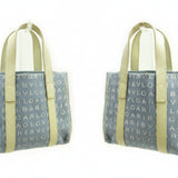 Vintage BVLGARI Logomania Handbag, Blue x Ivory, Women's