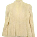 Chanel, Ivory/Gold, Women's Checkered Jacket, Wool/Nylon/Silk/Rayon/Mohair/Polyester, Ivory/Gold