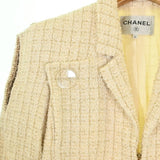 Chanel, Ivory/Gold, Women's Checkered Jacket, Wool/Nylon/Silk/Rayon/Mohair/Polyester, Ivory/Gold