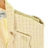 Chanel, Ivory/Gold, Women's Checkered Jacket, Wool/Nylon/Silk/Rayon/Mohair/Polyester, Ivory/Gold