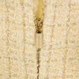 Chanel, Ivory/Gold, Women's Checkered Jacket, Wool/Nylon/Silk/Rayon/Mohair/Polyester, Ivory/Gold