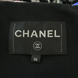 Chanel, Black/White, Women's Collarless Jacket, Cotton/Nylon/Rayon/Polyester, Black/White