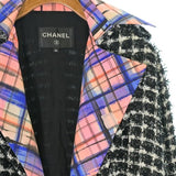 Chanel, Black/White, Women's Collarless Jacket, Cotton/Nylon/Rayon/Polyester, Black/White