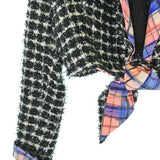Chanel, Black/White, Women's Collarless Jacket, Cotton/Nylon/Rayon/Polyester, Black/White