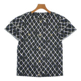 Chanel, Black/Blue/White, Women's Checkered Casual Jacket, Cotton, Black/Blue/White