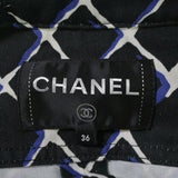Chanel, Black/Blue/White, Women's Checkered Casual Jacket, Cotton, Black/Blue/White