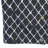 Chanel, Black/Blue/White, Women's Checkered Casual Jacket, Cotton, Black/Blue/White
