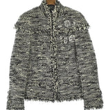 Chanel, Black/White, Women's Tweed Jacket, Wool/Mohair/Polyester/Nylon, Black/White