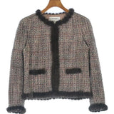 Chanel, White/Pink, Women's Collarless Tweed Jacket, Wool/Nylon/Acrylic, White/Pink