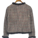 Chanel, White/Pink, Women's Collarless Tweed Jacket, Wool/Nylon/Acrylic, White/Pink