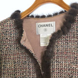 Chanel, White/Pink, Women's Collarless Tweed Jacket, Wool/Nylon/Acrylic, White/Pink