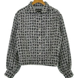 Chanel, Dark Gray/White, Women's Tweed Jacket, Wool/Cotton/Nylon/Rayon/Polyester, Dark Gray/White