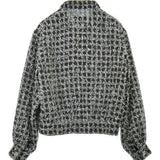 Chanel, Dark Gray/White, Women's Tweed Jacket, Wool/Cotton/Nylon/Rayon/Polyester, Dark Gray/White