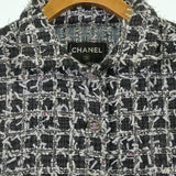 Chanel, Dark Gray/White, Women's Tweed Jacket, Wool/Cotton/Nylon/Rayon/Polyester, Dark Gray/White