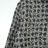 Chanel, Dark Gray/White, Women's Tweed Jacket, Wool/Cotton/Nylon/Rayon/Polyester, Dark Gray/White