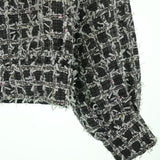 Chanel, Dark Gray/White, Women's Tweed Jacket, Wool/Cotton/Nylon/Rayon/Polyester, Dark Gray/White