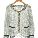 Chanel, White, Women's Collarless Jacket, Cotton/Rayon/Nylon, White