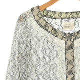 Chanel, White, Women's Collarless Jacket, Cotton/Rayon/Nylon, White