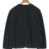 Chanel, Black, Women's Collarless Jacket, Wool/Rayon/Acrylic/Polyester/Nylon/Polyurethane, Black