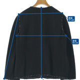Chanel, Black, Women's Collarless Jacket, Wool/Rayon/Acrylic/Polyester/Nylon/Polyurethane, Black