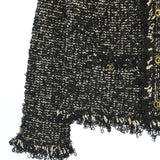 Chanel, Black/Ivory, Women's Tweed Jacket, Rayon/Silk/Nylon/Polyurethane, Black/Ivory