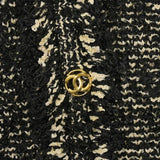 Chanel, Black/Ivory, Women's Tweed Jacket, Rayon/Silk/Nylon/Polyurethane, Black/Ivory