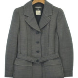 Chanel, Black/White, Women's Striped Tailored Jacket, Wool/Silk, Black/White