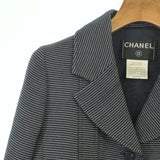 Chanel, Black/White, Women's Striped Tailored Jacket, Wool/Silk, Black/White