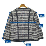 Chanel, Navy/White/Red, Women's Collarless Jacket, Cotton/Nylon/Polyurethane/Rayon/Acetate/Wool/Acrylic, Navy/White/Red