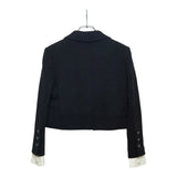 Chanel, Black, Size 38/42, Women's Coco Button Jacket and Skirt Suit Set, Silk, 38/42, Black