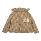 Gucci x The North Face, Beige x Brown, Men's Down Jacket, Cotton Polyester Blend, Beige x Brown