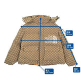 Gucci x The North Face, Beige x Brown, Men's Down Jacket, Cotton Polyester Blend, Beige x Brown