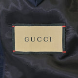 Gucci, Navy Blue, Men's Casual Jacket, Cotton Nylon Blend, Navy Blue